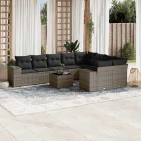 10-piece garden sofa set with gray synthetic rattan cushions by , Garden sets - Ref: Foro24-3223049, Price: 670,99 €, Discoun...