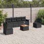 7-teiliges Garten-Essset und schwarze Kissen aus synthetischem Rattan von , Modulare Sofas für den Außenbereich - Ref: Foro24...