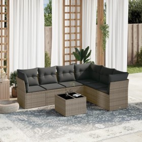 7-piece garden sofa set with gray PE rattan cushions by , Garden sets - Ref: Foro24-3217690, Price: 457,40 €, Discount: %