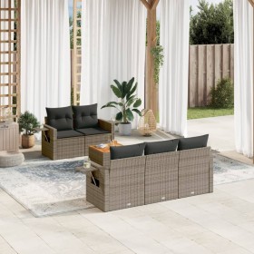 6-teiliges Gartenmöbel-Set und graue synthetische Rattankissen von , Modulare Sofas für den Außenbereich - Ref: Foro24-322445...