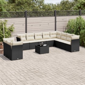 11-teiliges Gartensofa-Set und schwarze synthetische Rattankissen von , Gartensets - Ref: Foro24-3217866, Preis: 713,48 €, Ra...