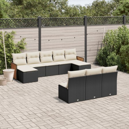 Set de sofás de jardín 10 pzas cojines ratán sintético negro de , Conjuntos de jardín - Ref: Foro24-3228065, Precio: 571,99 €...