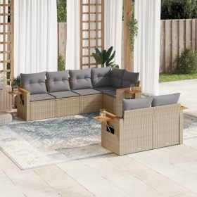 7-piece garden sofa set with gray PE rattan cushions by , Garden sets - Ref: Foro24-3226984, Price: 528,99 €, Discount: %