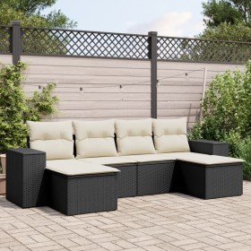 6-teiliges Gartensofa-Set und schwarze synthetische Rattankissen von , Gartensets - Ref: Foro24-3222915, Preis: 381,08 €, Rab...