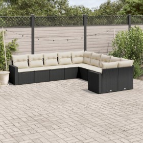 Gartensofa-Set 10-teilig mit schwarzen synthetischen Rattankissen von , Gartensets - Ref: Foro24-3219496, Preis: 665,74 €, Ra...