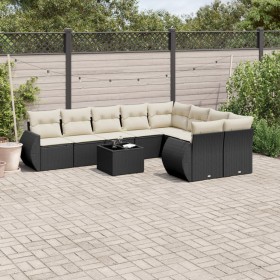 Gartensofa-Set 10-teilig mit schwarzen synthetischen Rattankissen von , Modulare Sofas für den Außenbereich - Ref: Foro24-322...