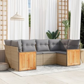 Gartensofa-Set mit Kissen, 6-teilig, beiges synthetisches Rattan von , Gartensets - Ref: Foro24-3227942, Preis: 421,99 €, Rab...