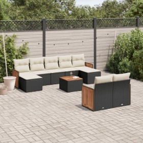 Gartensofa-Set 10-teilig mit schwarzen synthetischen Rattankissen von , Gartensets - Ref: Foro24-3228086, Preis: 643,99 €, Ra...