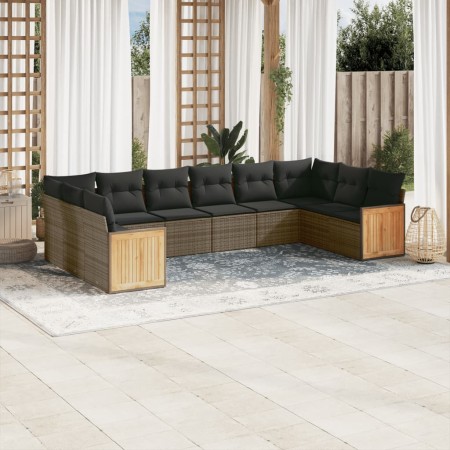 10-teilige Gartensofagarnitur mit grauen synthetischen Rattankissen von , Gartensets - Ref: Foro24-3228006, Preis: 655,78 €, ...