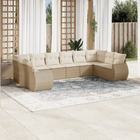 Gartensofa-Set mit beigen Kissen, 10-teilig, synthetisches Rattan von , Gartensets - Ref: Foro24-3254205, Preis: 746,75 €, Ra...