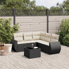 6-teiliges Gartensofa-Set und schwarze synthetische Rattankissen von , Gartensets - Ref: Foro24-3221355, Preis: 427,43 €, Rab...