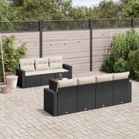 8-teiliges Gartensofa-Set und schwarze synthetische Rattankissen von , Gartensets - Ref: Foro24-3218716, Preis: 524,97 €, Rab...