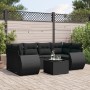 7-teiliges Garten-Essset und schwarze Kissen aus synthetischem Rattan von , Gartensets - Ref: Foro24-3221114, Preis: 475,91 €...