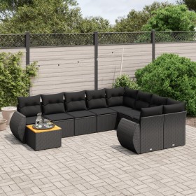 Gartensofa-Set 10-teilig mit schwarzen synthetischen Rattankissen von , Gartensets - Ref: Foro24-3225166, Preis: 615,95 €, Ra...