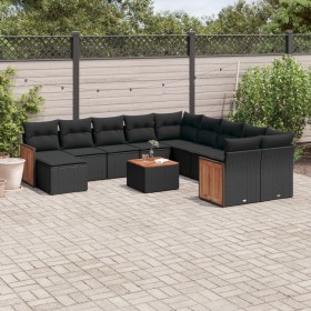 Gartensofa-Set 12-teilig mit schwarzen synthetischen Rattankissen von , Gartensets - Ref: Foro24-3228253, Preis: 730,36 €, Ra...