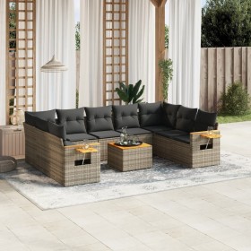 10-piece garden sofa set with gray synthetic rattan cushions by , Garden sets - Ref: Foro24-3259526, Price: 657,28 €, Discoun...