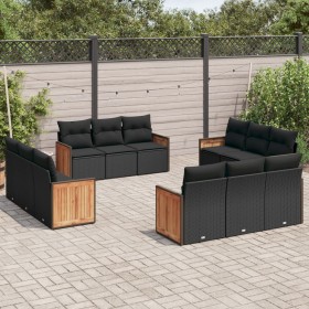 Gartensofa-Set 12-teilig mit schwarzen synthetischen Rattankissen von , Gartensets - Ref: Foro24-3259913, Preis: 962,99 €, Ra...