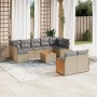 Gartensofa-Set mit beigen Kissen, 10-teilig, synthetisches Rattan von , Gartensets - Ref: Foro24-3227977, Preis: 695,99 €, Ra...