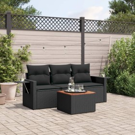 4-teilige Gartensofagarnitur mit schwarzen synthetischen Rattankissen von , Modulare Sofas für den Außenbereich - Ref: Foro24...