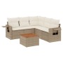 Gartensofa-Set mit Kissen, 6-teilig, beiges synthetisches Rattan von , Modulare Sofas für den Außenbereich - Ref: Foro24-3224...