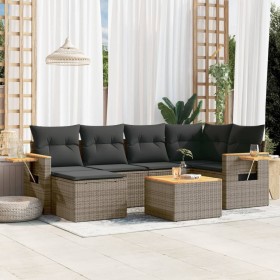 7-piece garden sofa set with gray PE rattan cushions by , Garden sets - Ref: Foro24-3227026, Price: 454,66 €, Discount: %