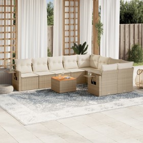 Juego de sofás jardín con cojines beige 10 pzas ratán sintético de , Sofás modulares de exterior - Ref: Foro24-3224721, Preci...