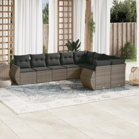 Set de muebles de jardín 9 pzas y cojines ratán sintético gris de , Sofás modulares de exterior - Ref: Foro24-3221839, Precio...