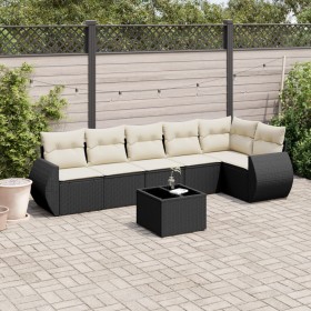 7-teiliges Garten-Essset und schwarze Kissen aus synthetischem Rattan von , Gartensets - Ref: Foro24-3221395, Preis: 495,91 €...