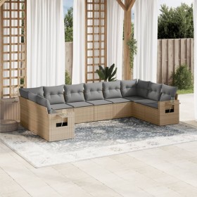 Gartensofa-Set mit beigen Kissen, 10-teilig, synthetisches Rattan von , Gartensets - Ref: Foro24-3220668, Preis: 708,98 €, Ra...