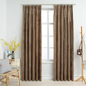 Blackout curtains with hooks 2 pcs beige velvet 140x245 cm by vidaXL, Curtains and curtains - Ref: Foro24-134510, Price: 45,9...