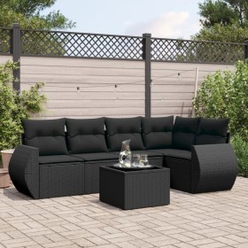 6-piece garden sofa set and black synthetic rattan cushions by , Garden sets - Ref: Foro24-3221334, Price: 411,73 €, Discount: %