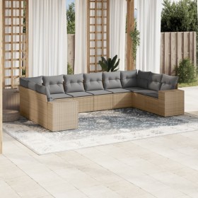 Gartensofa-Set mit beigen Kissen, 10-teilig, synthetisches Rattan von , Gartensets - Ref: Foro24-3223068, Preis: 723,51 €, Ra...