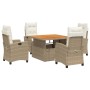 Set comedor de jardín 5 pzas con cojines ratán sintético beige de , Conjuntos de jardín - Ref: Foro24-3277413, Precio: 689,82...