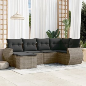 6-teiliges Gartenmöbel-Set und graue synthetische Rattankissen von , Modulare Sofas für den Außenbereich - Ref: Foro24-322165...