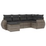 6-teiliges Gartenmöbel-Set und graue synthetische Rattankissen von , Modulare Sofas für den Außenbereich - Ref: Foro24-322165...