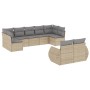 9-teiliges Gartensofa-Set mit beigen synthetischen Rattankissen von , Modulare Sofas für den Außenbereich - Ref: Foro24-32218...