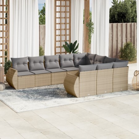 Gartensofa-Set mit beigen Kissen, 10-teilig, synthetisches Rattan von , Gartensets - Ref: Foro24-3254226, Preis: 693,10 €, Ra...