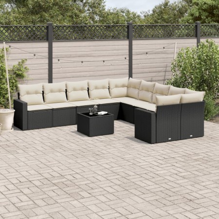 Set de sofás de jardín 11 pzas y cojines ratán sintético negro de , Sofás modulares de exterior - Ref: Foro24-3251853, Precio...