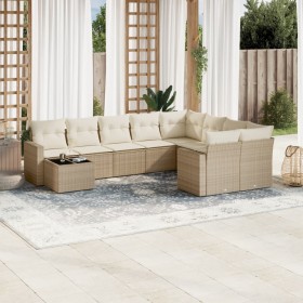 Garden sofa set with beige cushions 10 pieces synthetic rattan by , Modular outdoor sofas - Ref: Foro24-3251795, Price: 882,6...