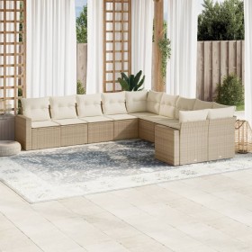 Gartensofa-Set mit beigen Kissen, 10-teilig, synthetisches Rattan von , Modulare Sofas für den Außenbereich - Ref: Foro24-325...