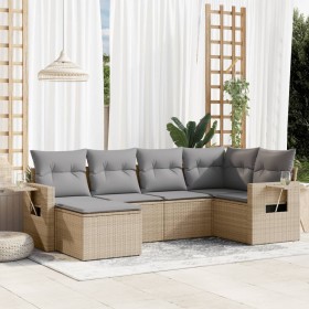 Gartensofa-Set mit Kissen, 6-teilig, beiges synthetisches Rattan von , Gartensets - Ref: Foro24-3252796, Preis: 485,22 €, Rab...