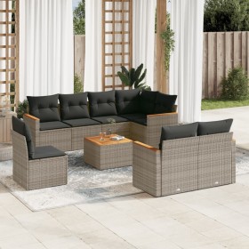 9-teiliges Gartenmöbel-Set und graue synthetische Rattankissen von , Gartensets - Ref: Foro24-3258574, Preis: 585,77 €, Rabat...