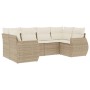 Gartensofa-Set mit Kissen, 6-teilig, beiges synthetisches Rattan von , Gartensets - Ref: Foro24-3254115, Preis: 549,95 €, Rab...