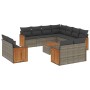 12-teiliges Gartensofa-Set mit grauen synthetischen Rattankissen von , Gartensets - Ref: Foro24-3228188, Preis: 948,91 €, Rab...