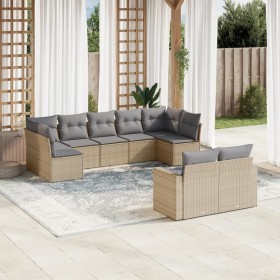 9-teiliges Gartensofa-Set mit beigen synthetischen Rattankissen von , Gartensets - Ref: Foro24-3219409, Preis: 588,99 €, Raba...