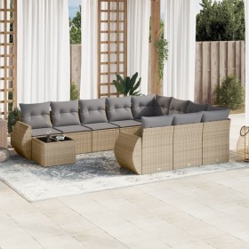 11-teiliges Gartensofa-Set mit beigen synthetischen Rattankissen von , Modulare Sofas für den Außenbereich - Ref: Foro24-3221...