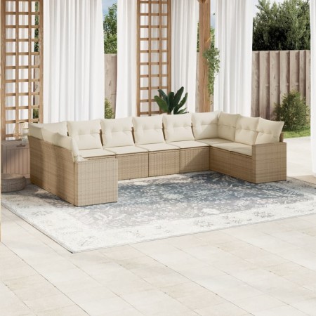 Garden sofa set with beige cushions 10 pieces synthetic rattan by , Modular outdoor sofas - Ref: Foro24-3251805, Price: 719,9...