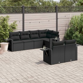 7-teiliges Garten-Essset und schwarze Kissen aus synthetischem Rattan von , Gartensets - Ref: Foro24-3252742, Preis: 667,36 €...