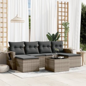 7-piece garden sofa set with gray PE rattan cushions by , Garden sets - Ref: Foro24-3252867, Price: 494,39 €, Discount: %