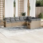 9-teiliges Gartensofa-Set mit beigen synthetischen Rattankissen von , Gartensets - Ref: Foro24-3252976, Preis: 677,99 €, Raba...